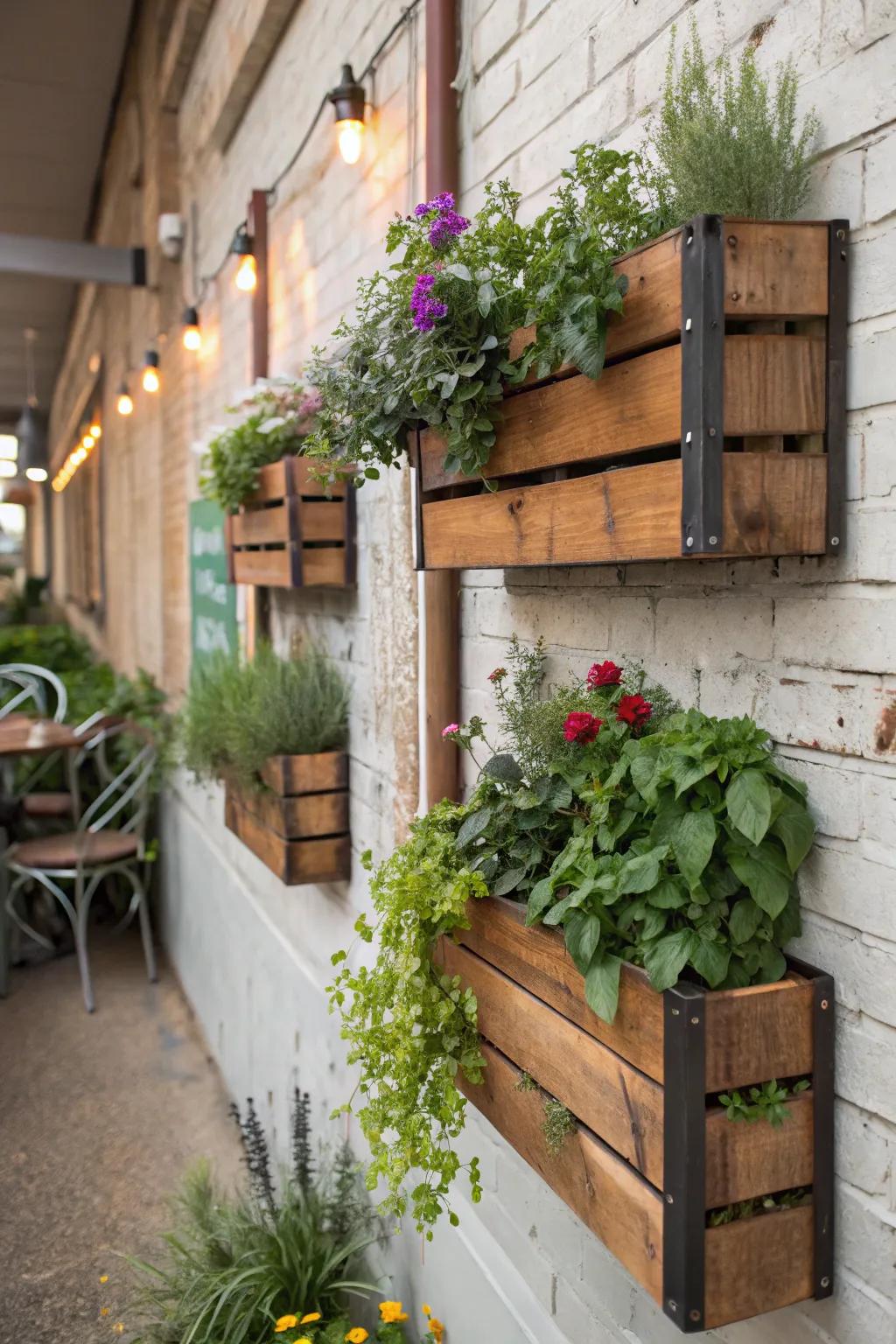 Timber and alloy boxes provide an elegant contrast.