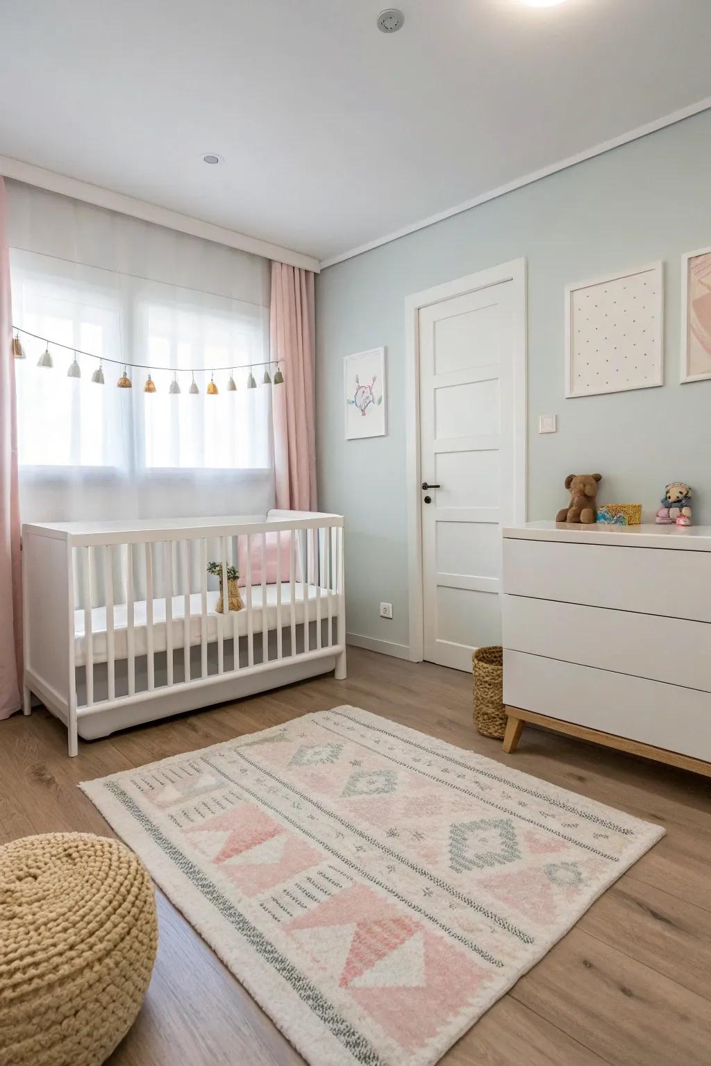 Simple design principles can establish a calm and uncluttered nursery.