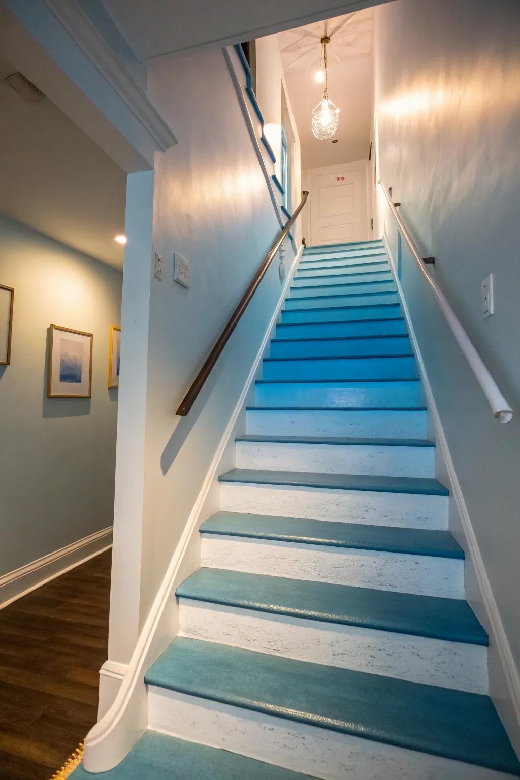 Create a serene flow with an ombre effect on your stairs.