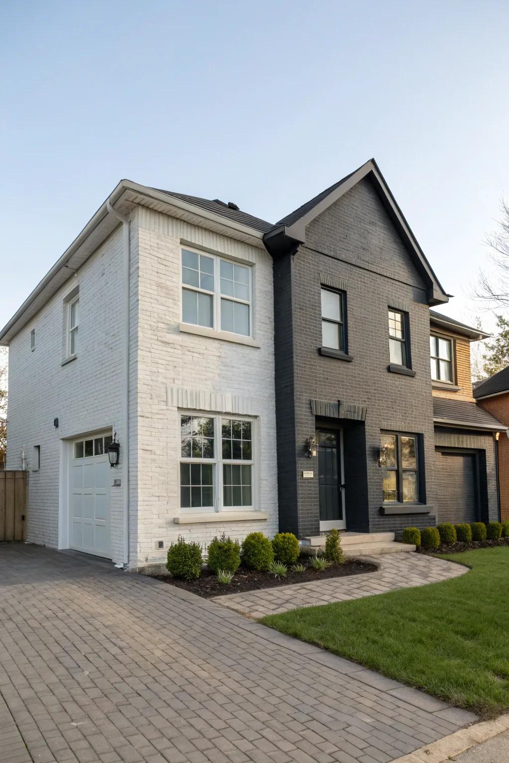 Two-tone designs infuse brick homes with contemporary panache.