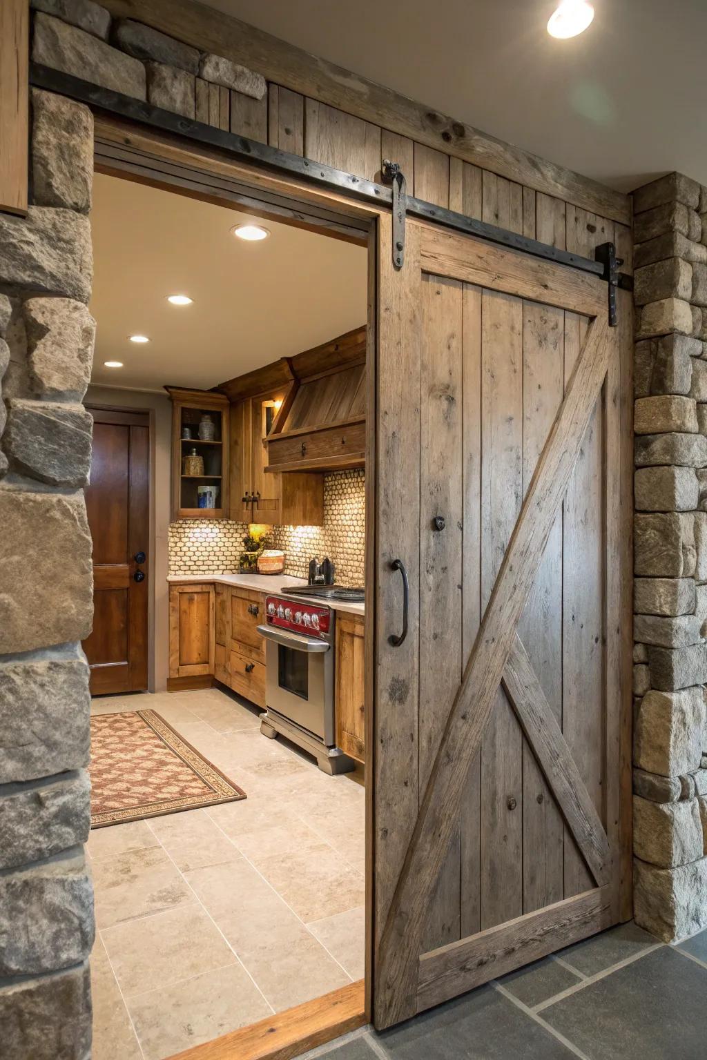 A barn door is both useful and attractive.