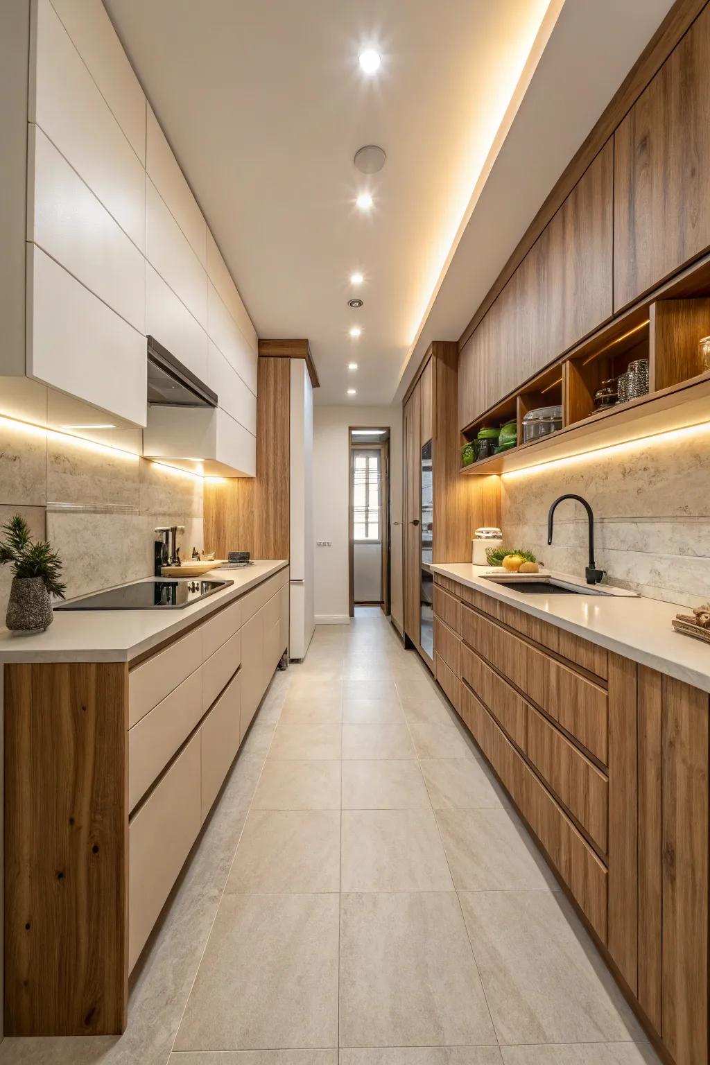 Comforting timber touches create an inviting and cozy kitchen atmosphere.