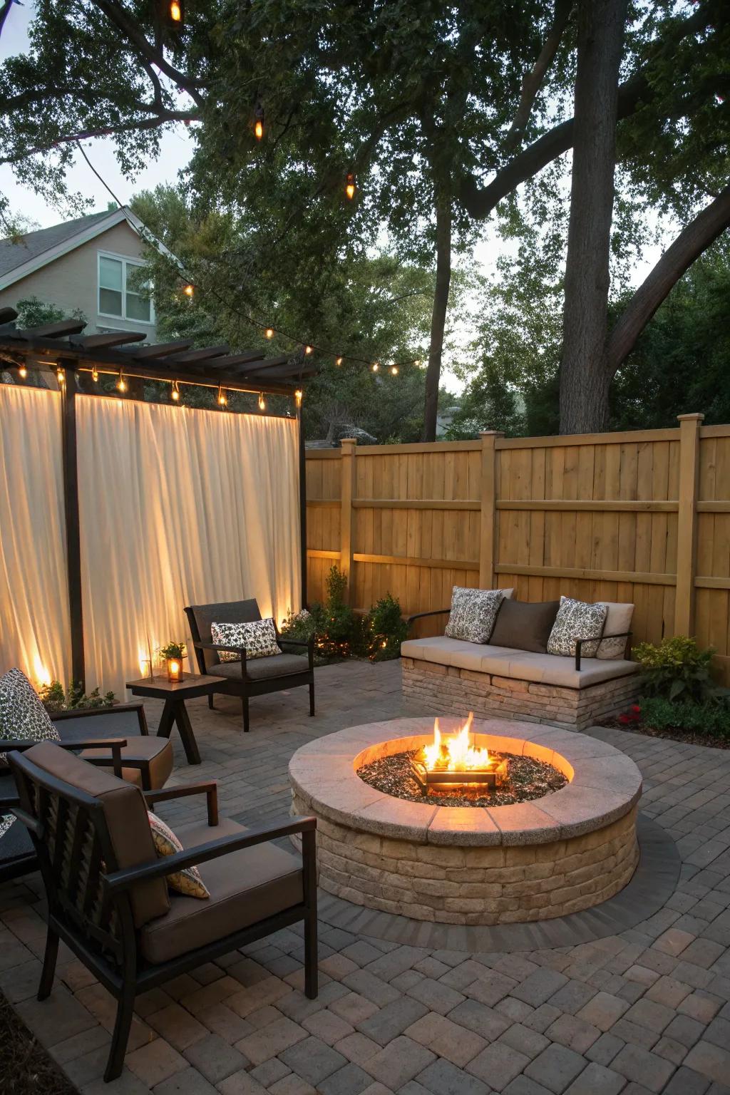 Congregate around a warm fire feature for comfortable evenings.
