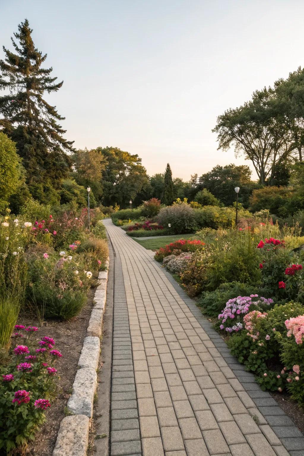 Achieve a seamless blend of walkways and flower beds with pavers.