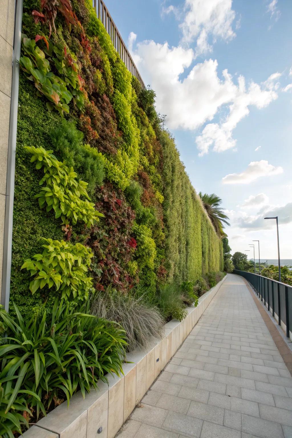 A vertical garden transforms walls into stunning, living showcases.