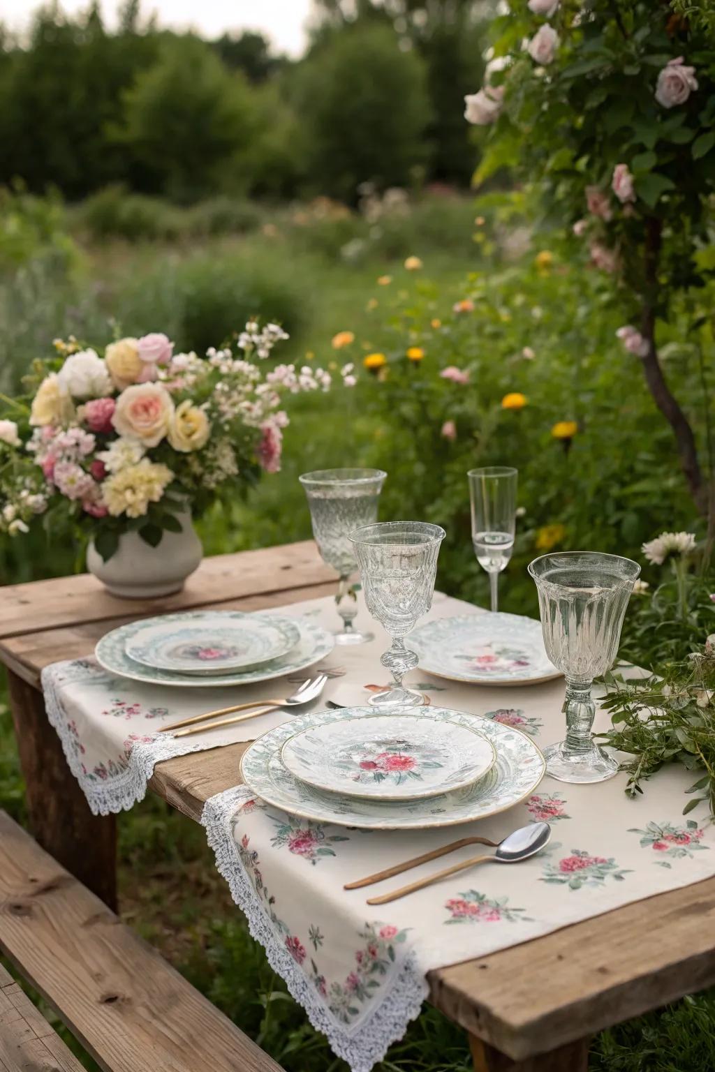 Styled tableware contributes an elegant accent to your picnic.