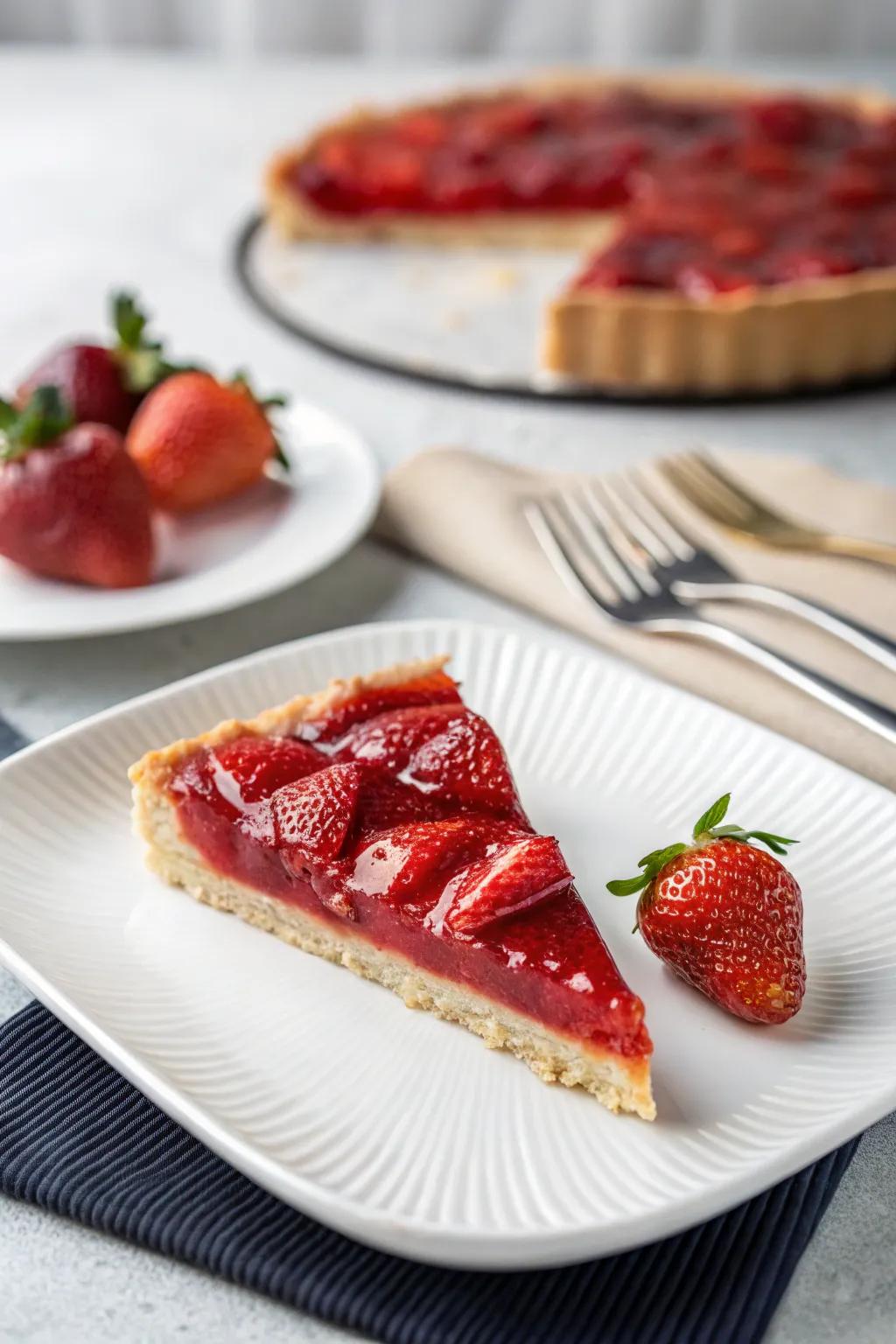 A pie slice presented with a minimalist aesthetic.