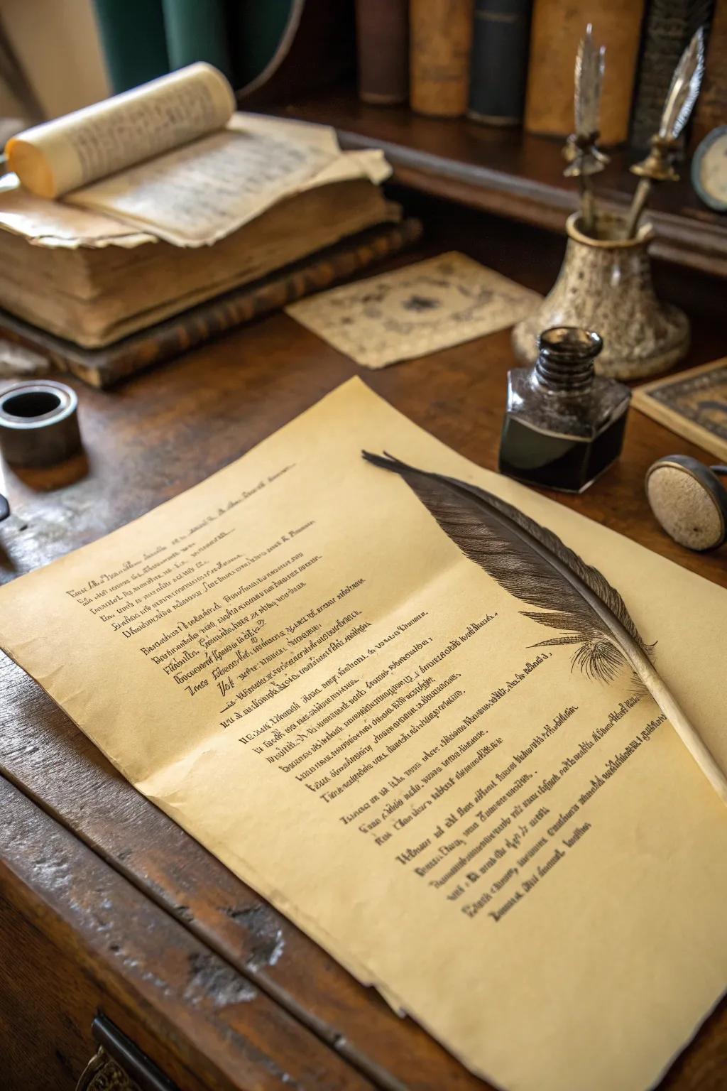 Antiquated paper endows poems with a perpetual, historical sensation.