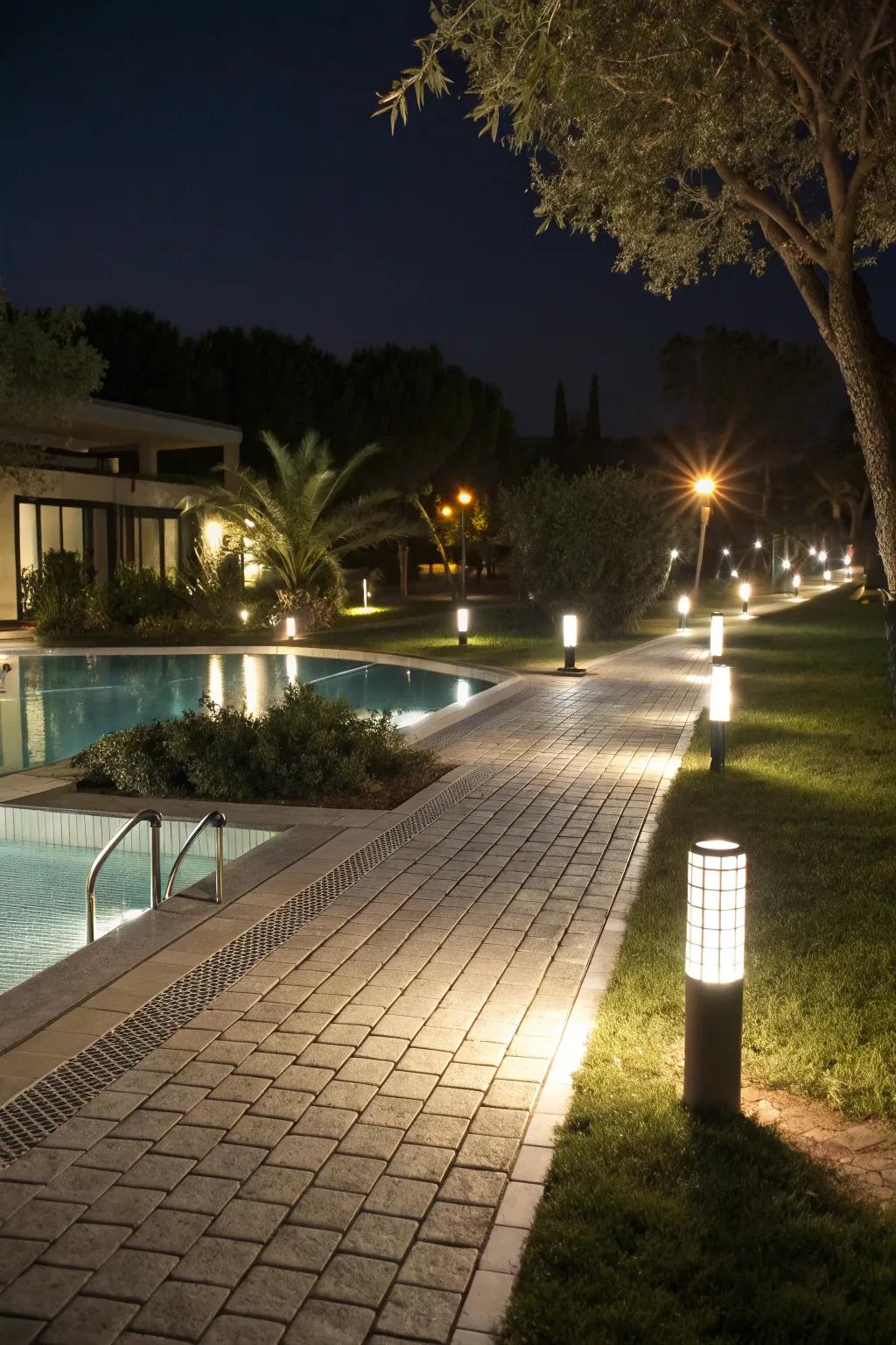 Route lights ensure a secure and elegant journey around your pool.