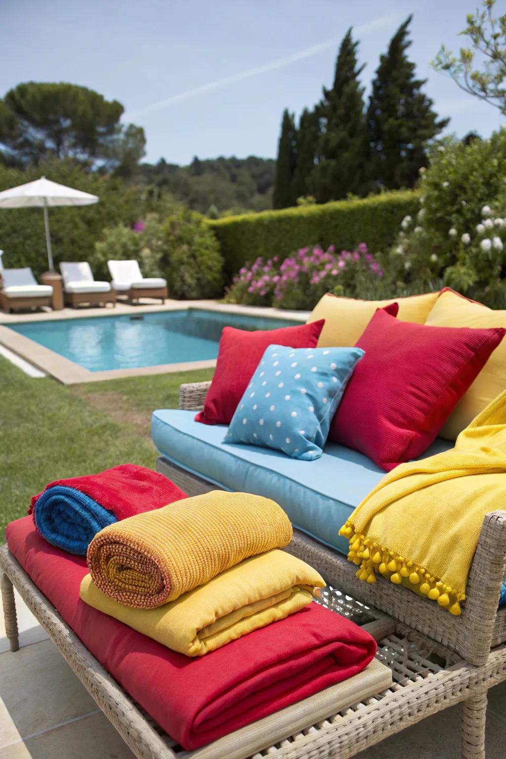 Brighten your poolside area with vibrant pads.
