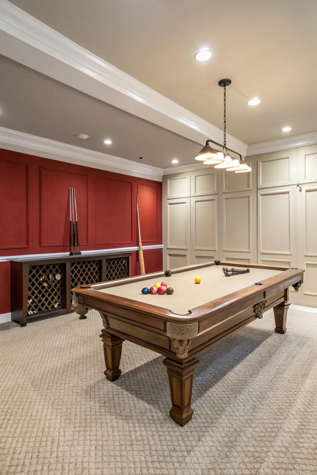 Use color to communicate your personal style and make your pool table space welcoming.