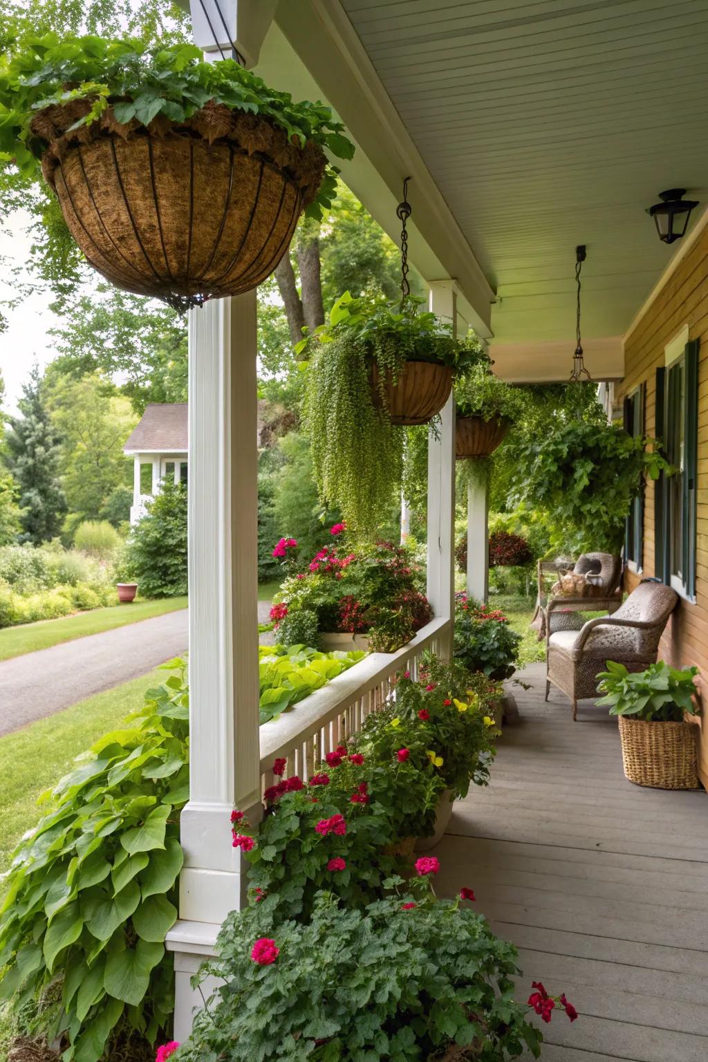 Planters bring life and color to your porch.