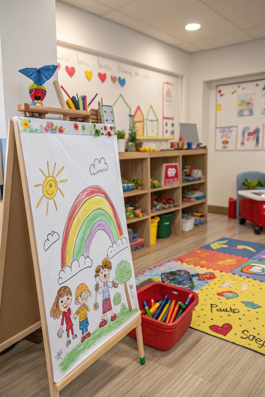 An artistic rendition art piece spotlighting a child's unique artwork.