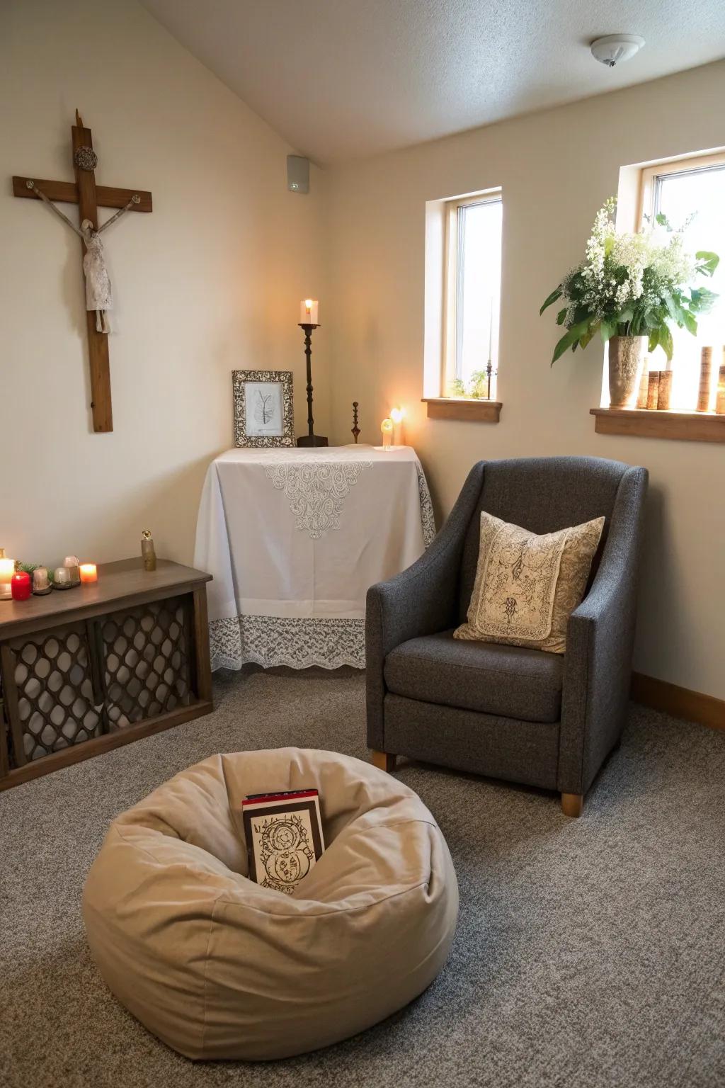 Select a restful seat for enhanced meditation.