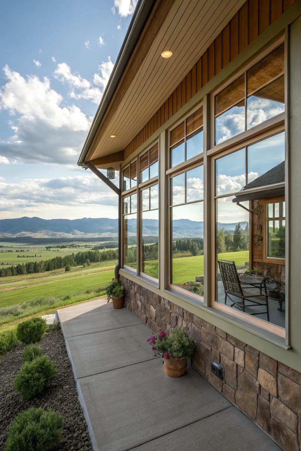 Large windows enhance light and provide stunning outdoor views.
