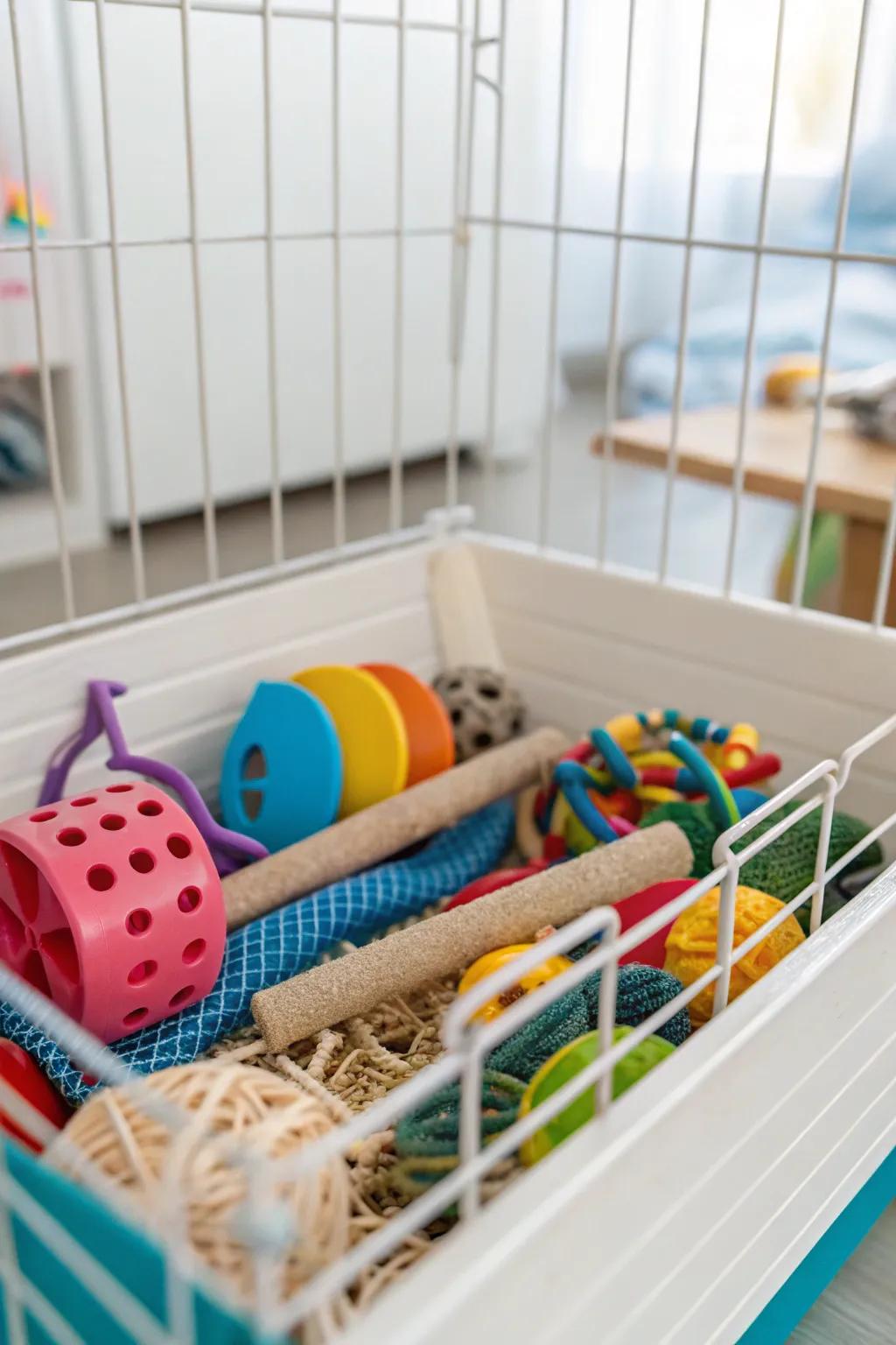 An assortment of chew toys to keep your rats entertained and in good health