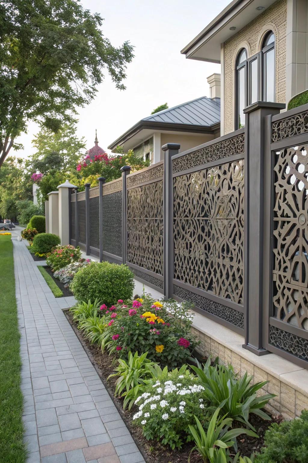 Symmetrical designs in fencing inject a sense of artistry into your home.