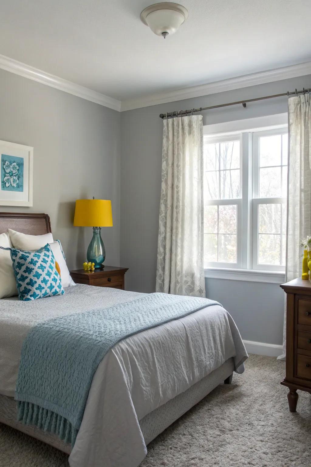 Gentle color accents introduce interest to a