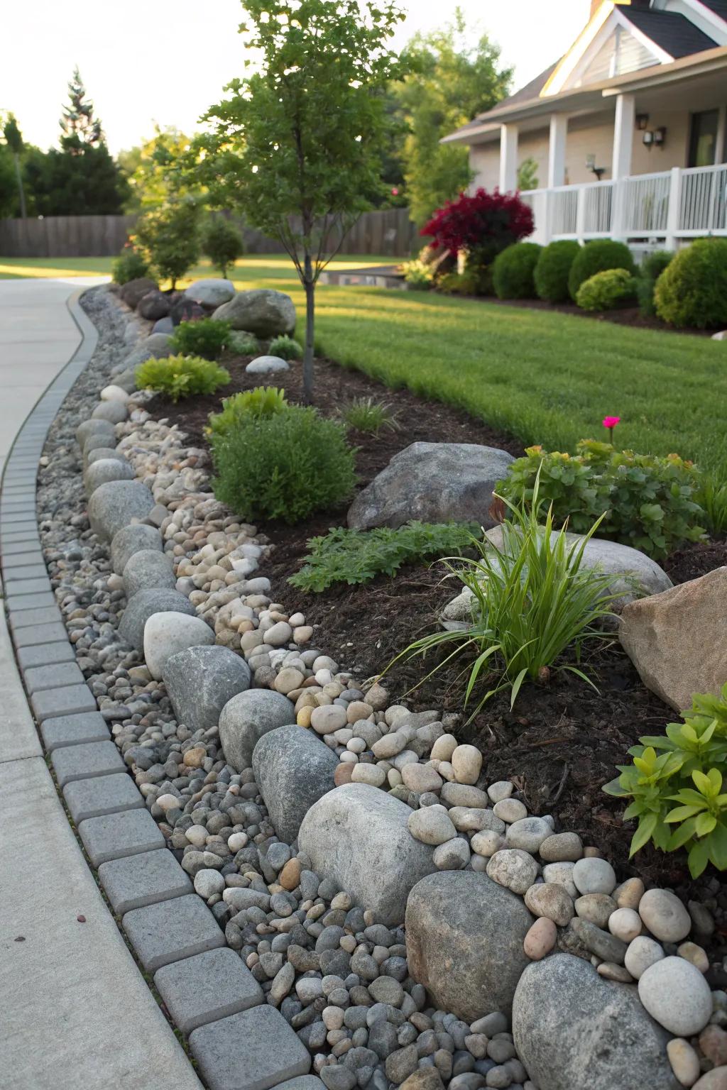 Use pebbles as a durable mulch alternative.