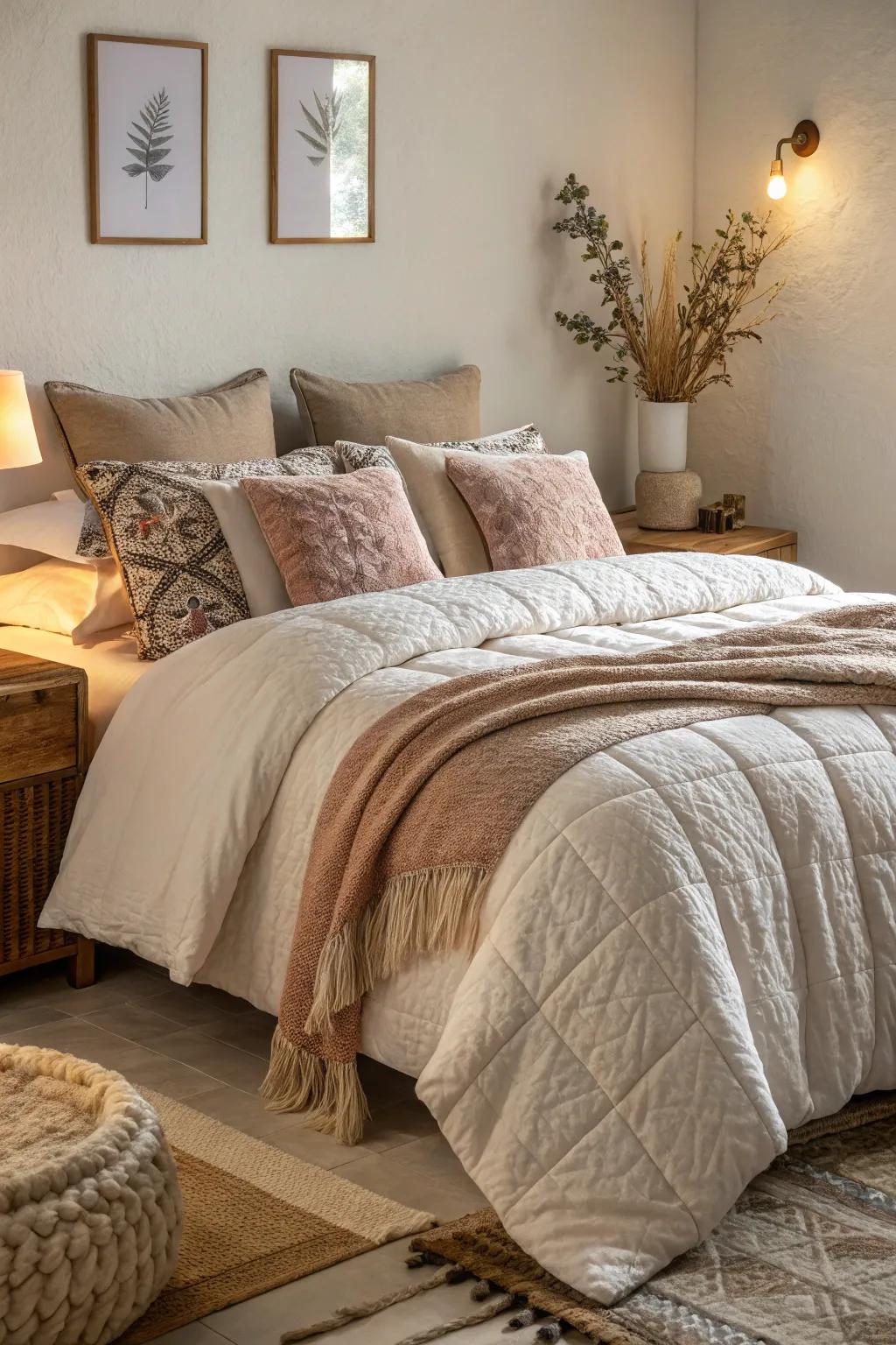 Bedding with layers enhances comfort and dimension to your bed.