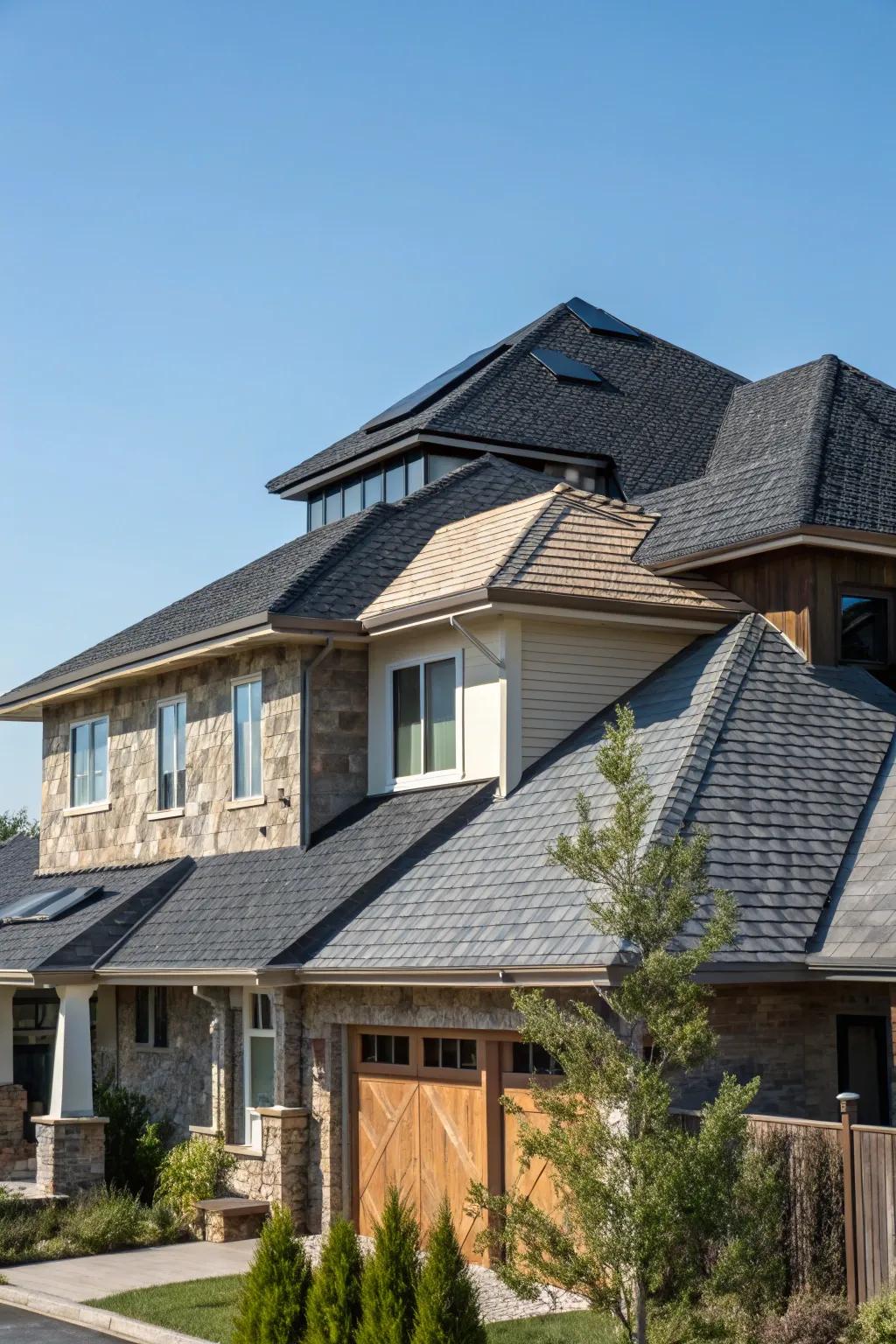 Multi-dimensional roofs deliver a dynamic and visually captivating structure.