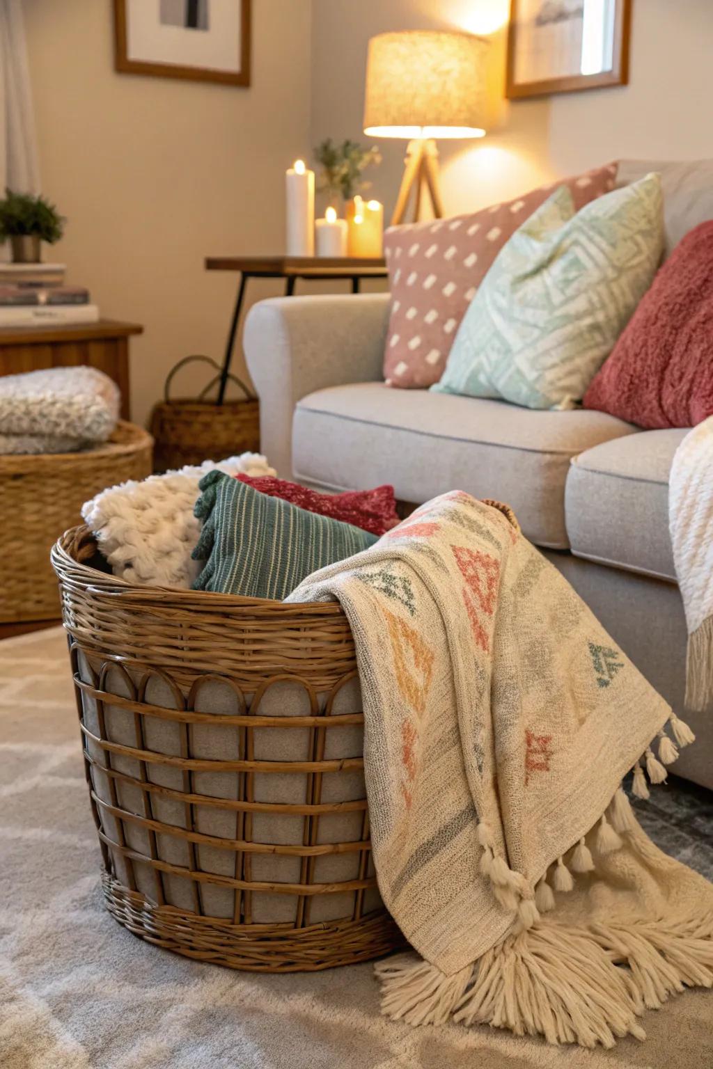 Woven baskets lend appeal and utility to any setting.