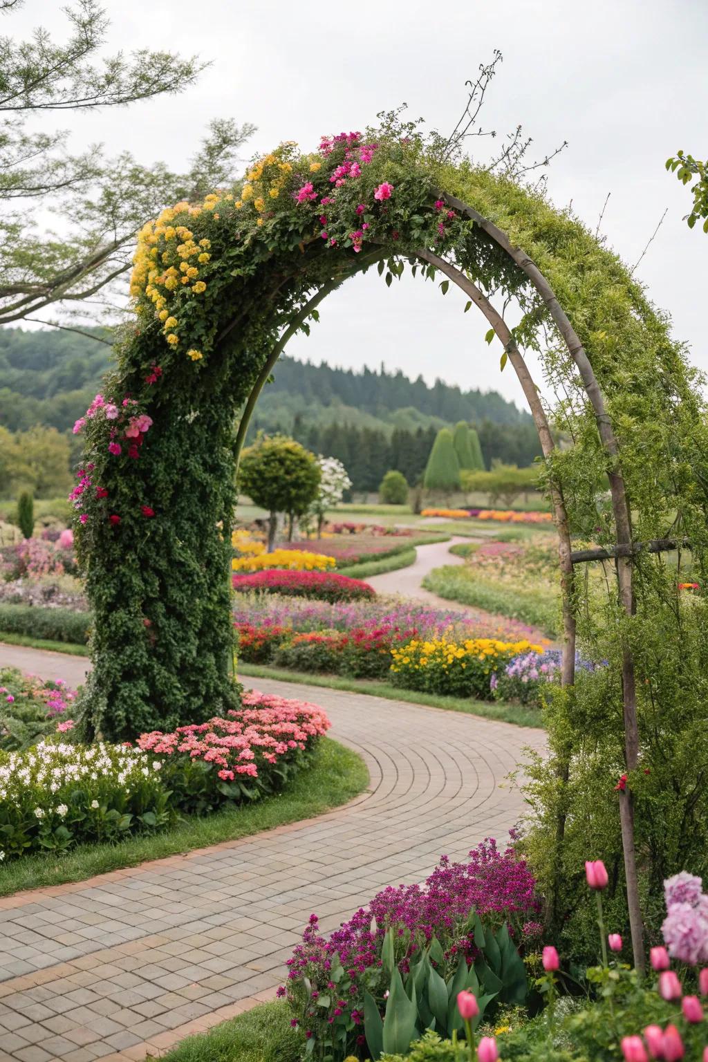 A garden-inspired arch that delivers a fairytale sensation to any outdoor gathering.