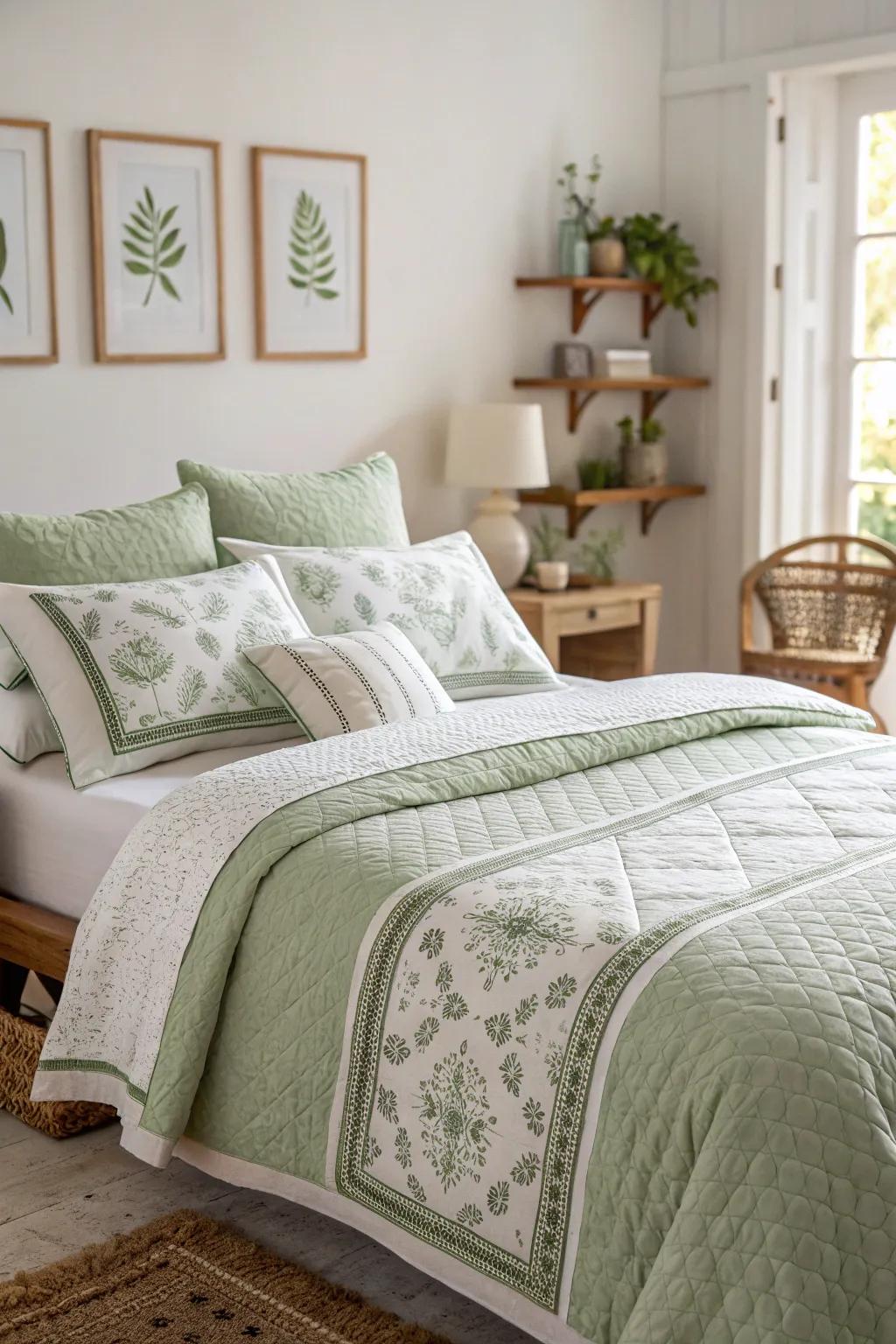 Use a gentle green and white color scheme to create a classy look.