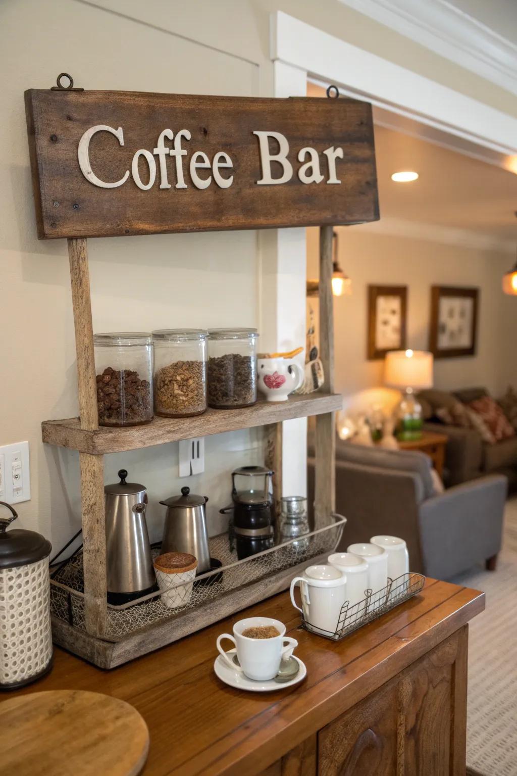 Design a personalized coffee corner with flair.