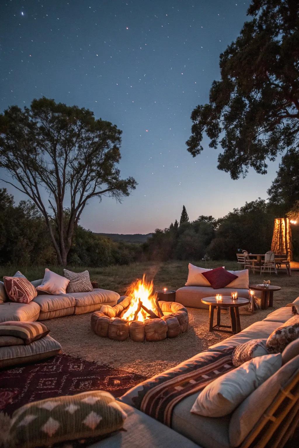 A fire source transforms into the heart of your campsite retreat.