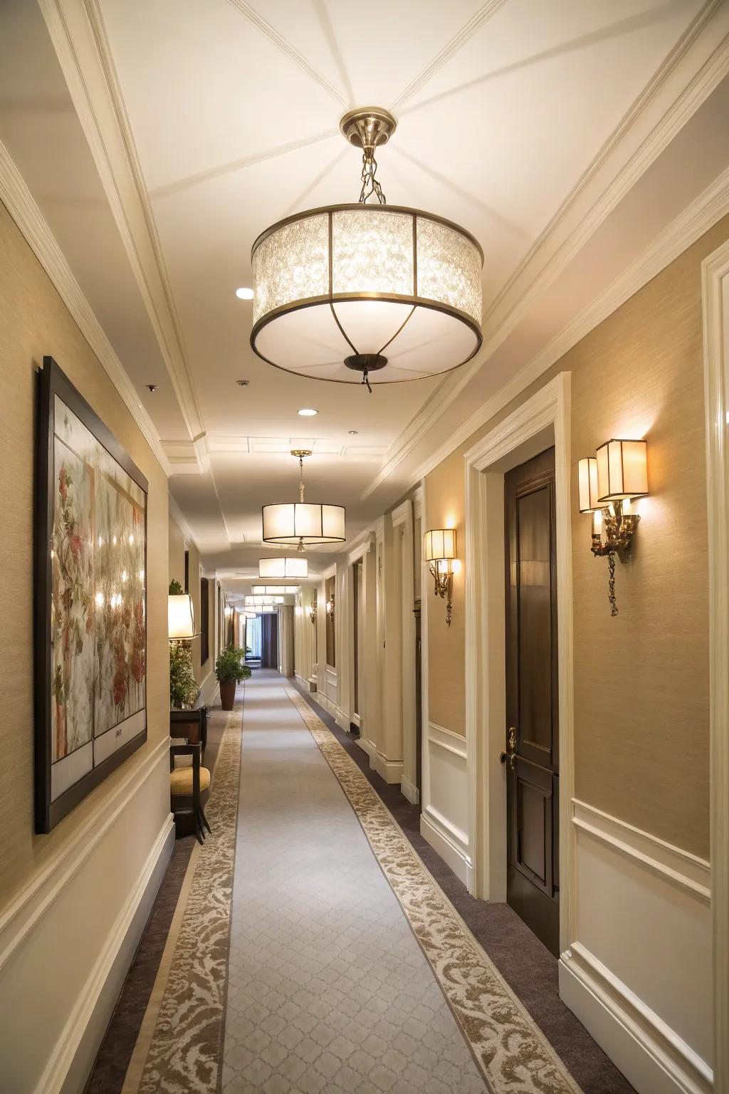 Guide visitors with stylish hallway lighting.