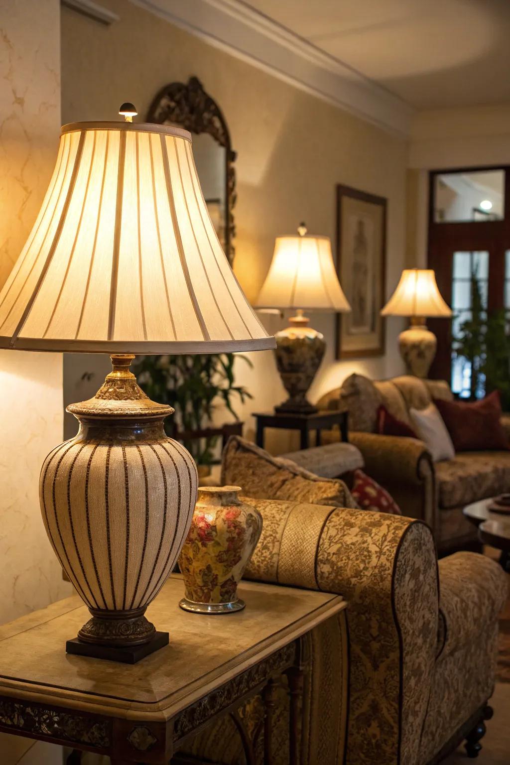 Soft lighting creates a cozy atmosphere.