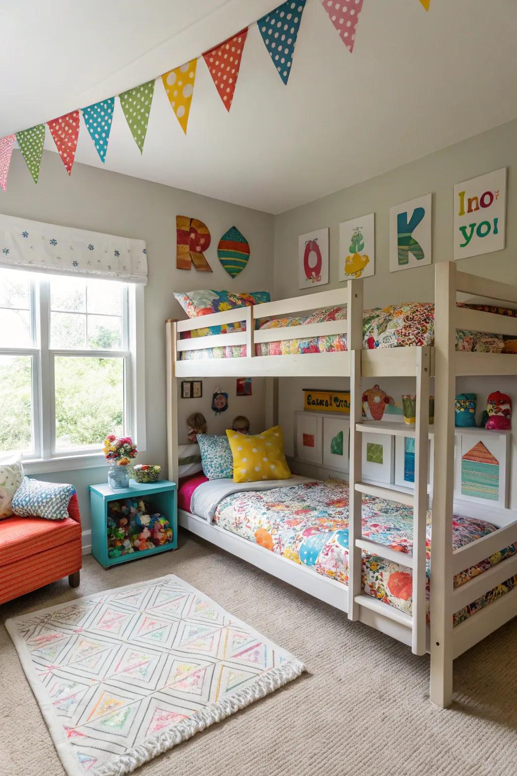 Elevated sleepers open up floor space for play and creativity.