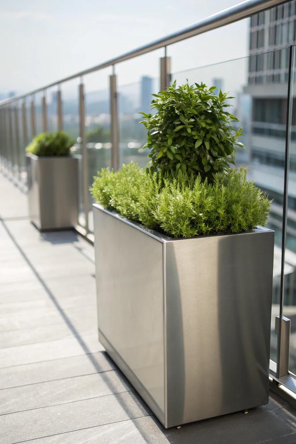 Enhance your botanical environment integrating refined metal sheet containers projecting a contemporary influence.