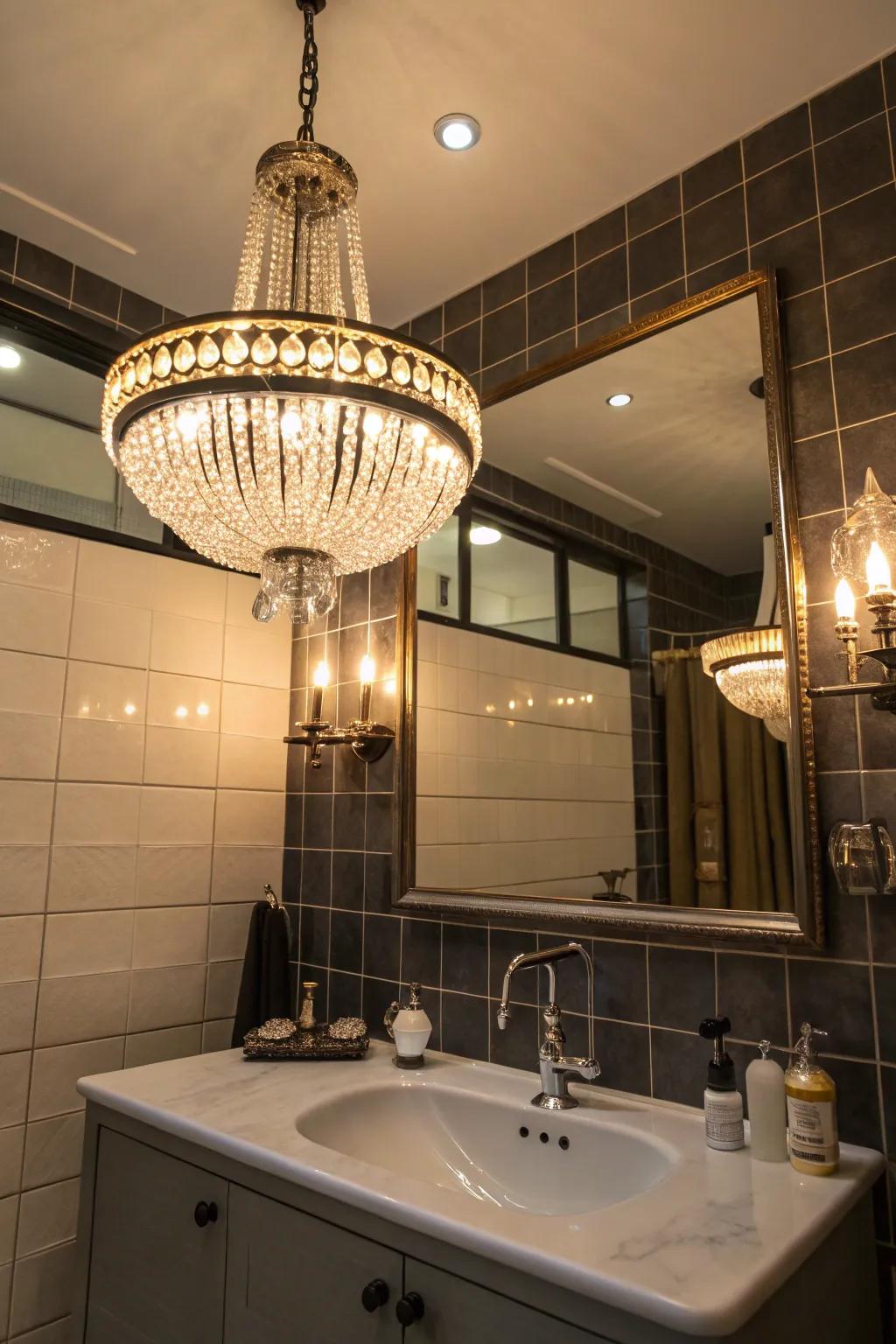 Special illumination featuring an old-fashioned chandelier.