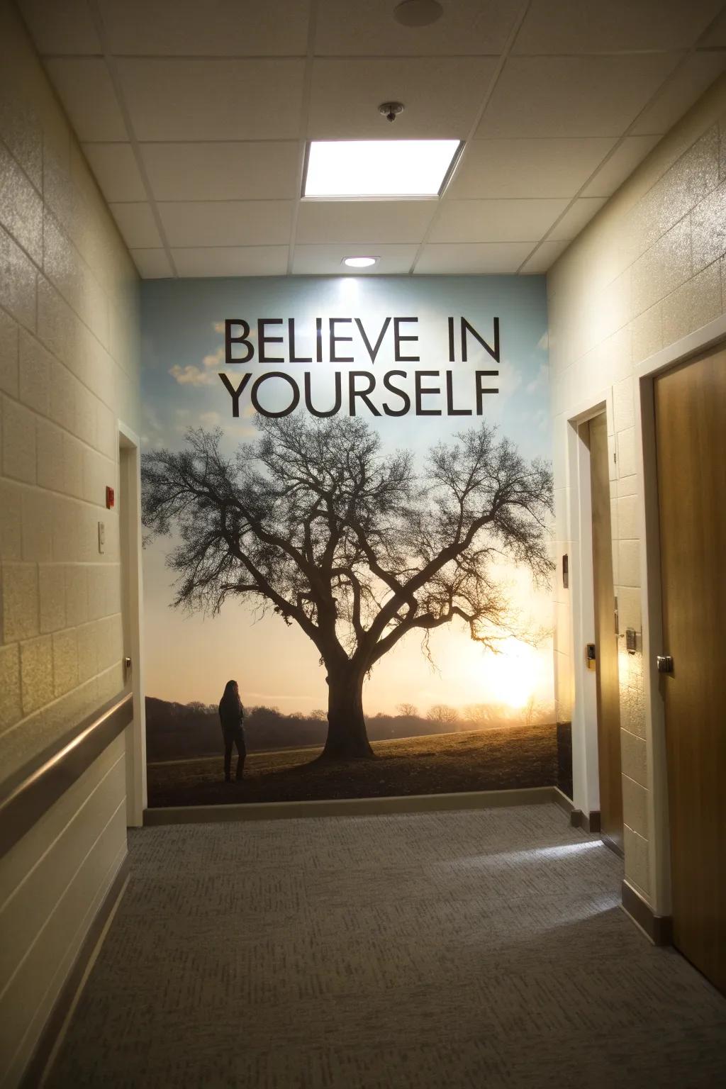 Text-enhanced tree silhouette art uplifts and motivates.