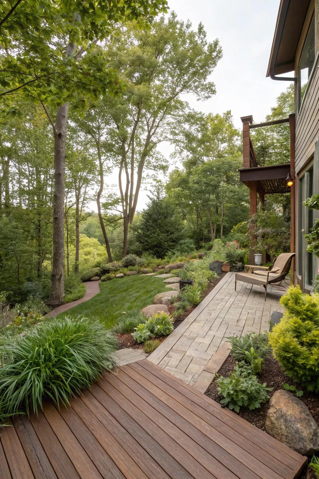 Integrating your deck with the lawn crafts a harmonious outdoor setting.