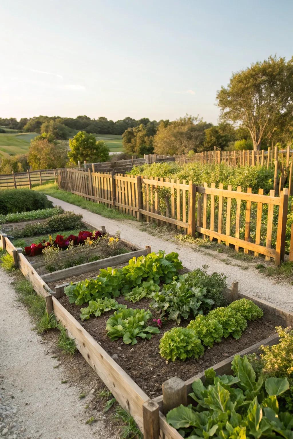 A functional kitchen garden merging aesthetic appeal with utility.
