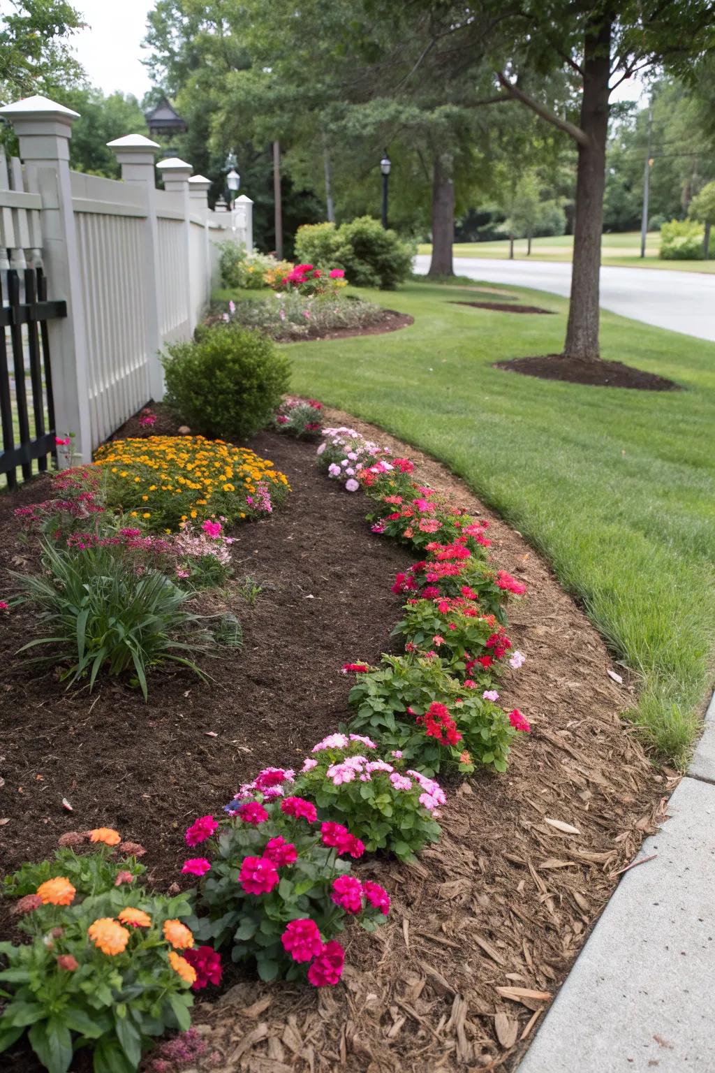 Mulching keeps your flower bed tidy and easy to care for.