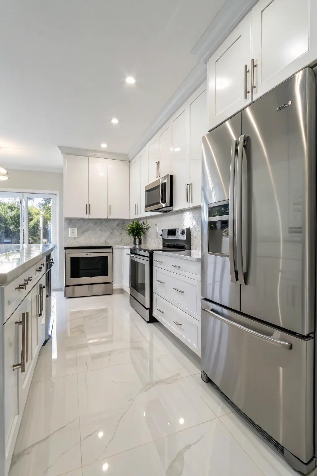 Modern appliances enhance the kitchen's streamlined aesthetic.