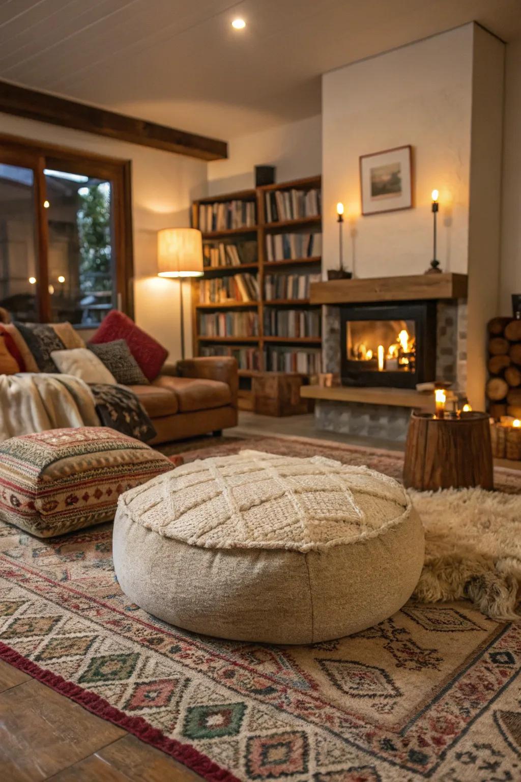 A living room enriched with inviting textures for extra comfort.