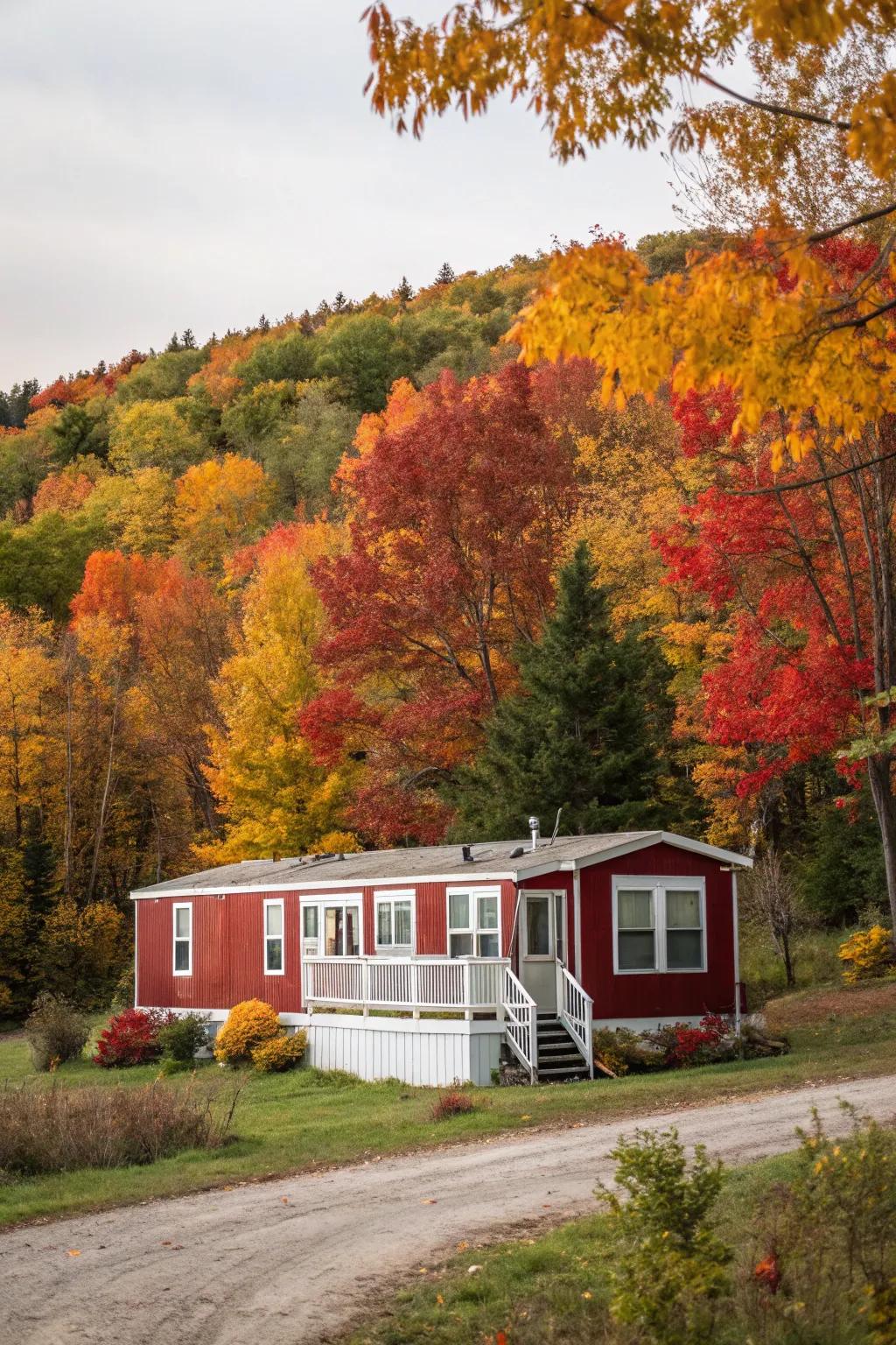 Barn red infuses country charm into your mobile home's exterior.