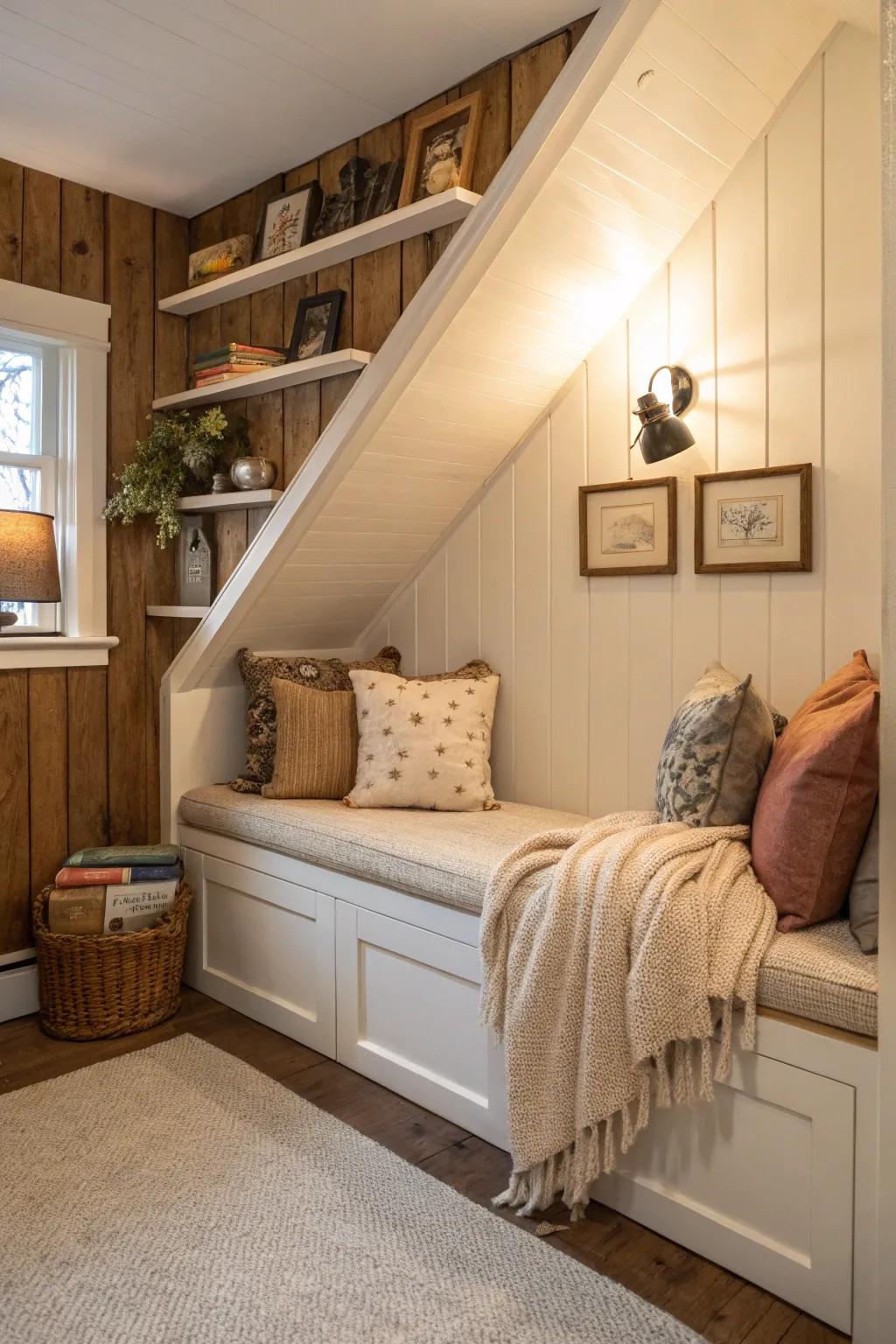 Multi-functional furniture combines seating with storage solutions.