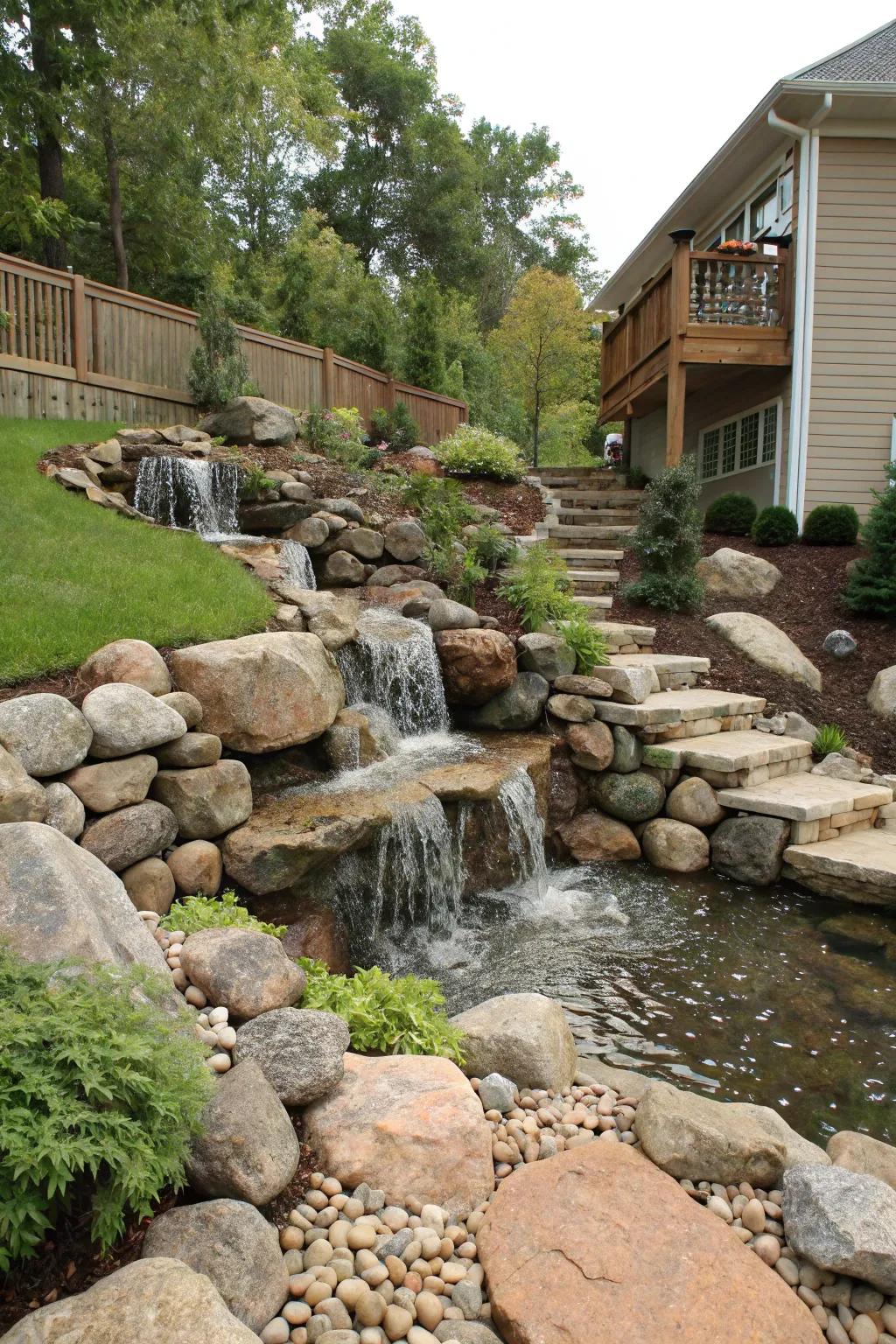 Water accents incorporate peacefulness and motion.