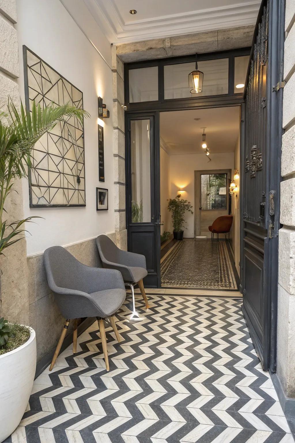 Dynamic Chevron Pattern Coverings for Visual Appeal