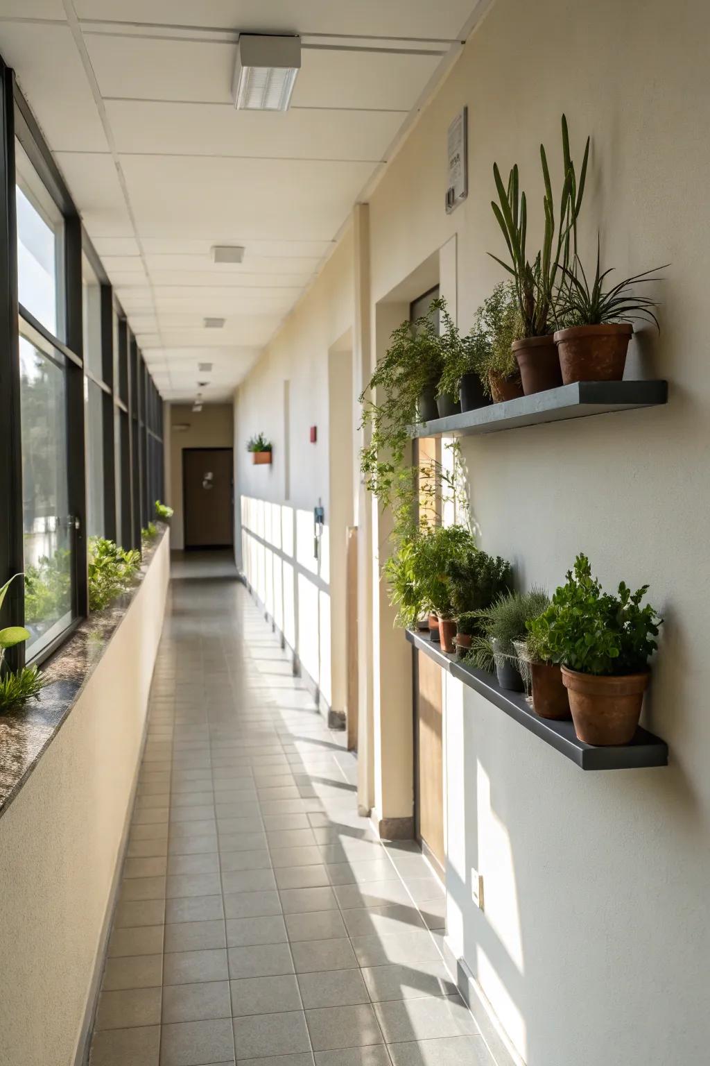 Introduce freshness and vibrancy through strategically positioned verdure.