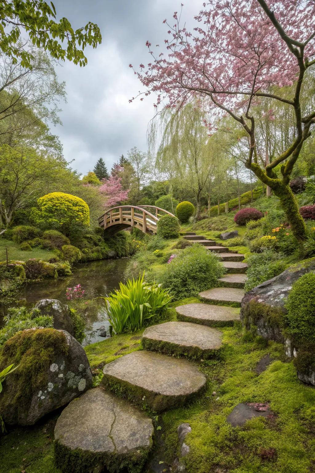 Stepping stones enticing a comfortable, mindful stroll.