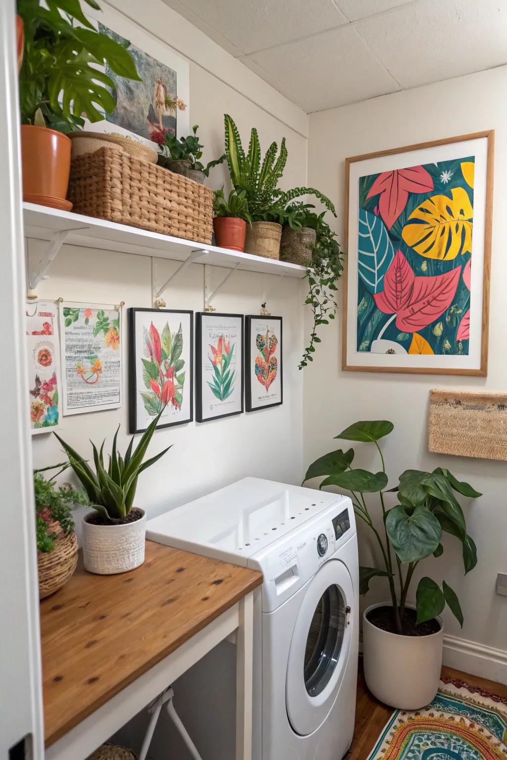 Decorative elements transform a functional area into an inviting retreat.