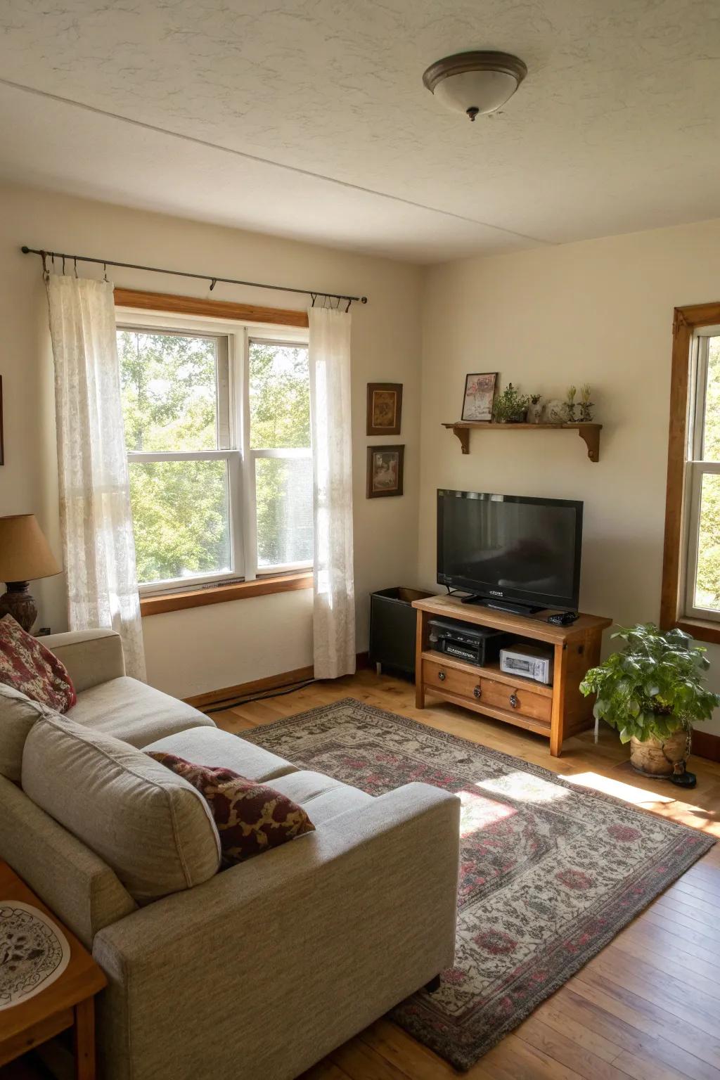 An open layout enhances the flow and functionality of a small living area.