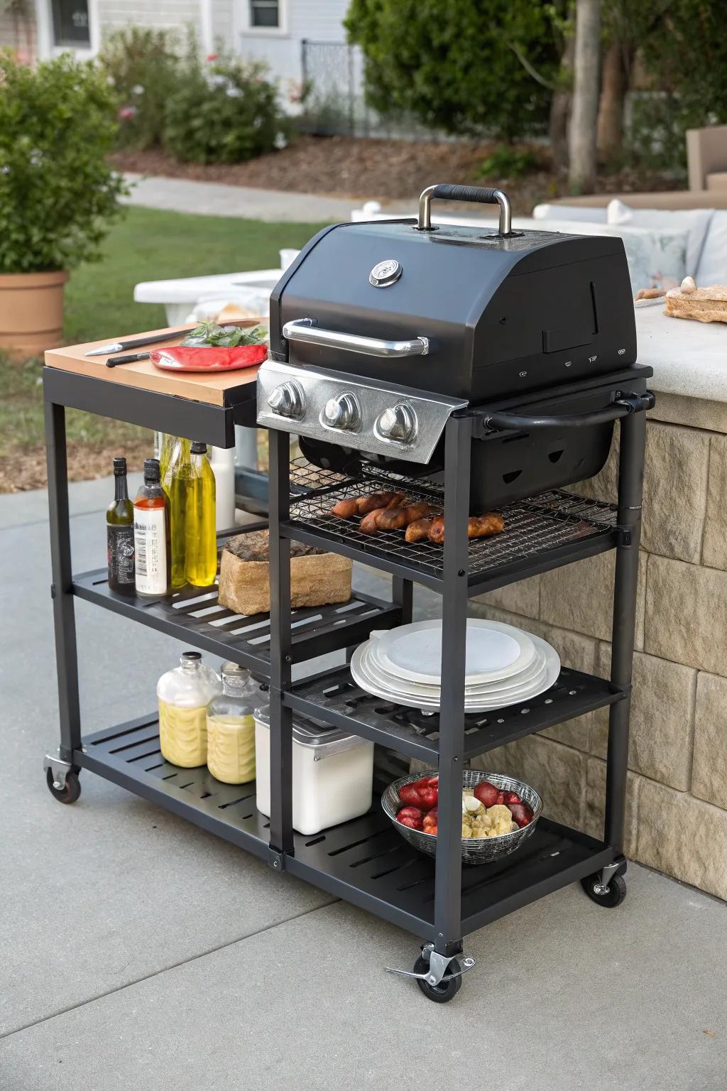 Wheeled carts add mobility and storage.